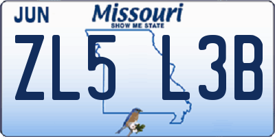 MO license plate ZL5L3B