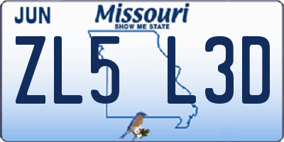 MO license plate ZL5L3D