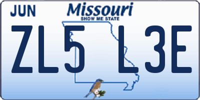 MO license plate ZL5L3E