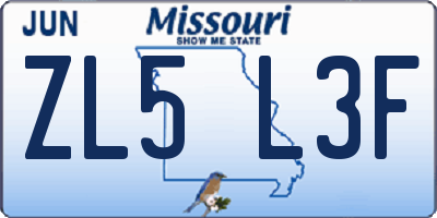 MO license plate ZL5L3F