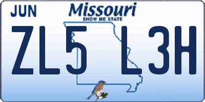 MO license plate ZL5L3H