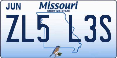 MO license plate ZL5L3S