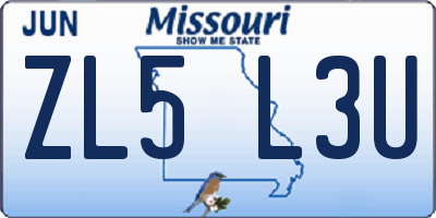 MO license plate ZL5L3U