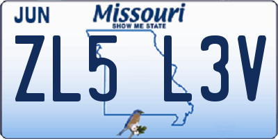 MO license plate ZL5L3V