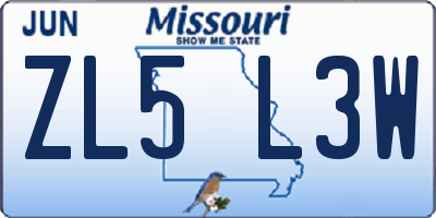 MO license plate ZL5L3W