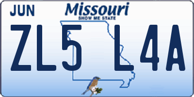 MO license plate ZL5L4A