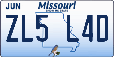 MO license plate ZL5L4D