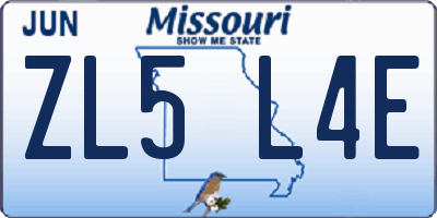 MO license plate ZL5L4E