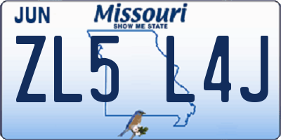 MO license plate ZL5L4J