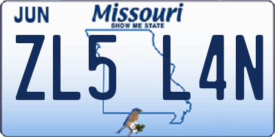 MO license plate ZL5L4N