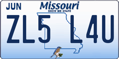 MO license plate ZL5L4U
