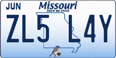 MO license plate ZL5L4Y