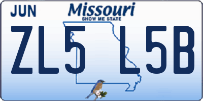 MO license plate ZL5L5B