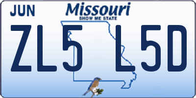 MO license plate ZL5L5D