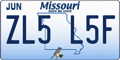 MO license plate ZL5L5F