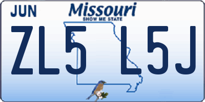 MO license plate ZL5L5J