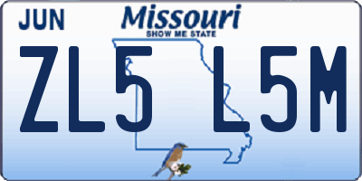MO license plate ZL5L5M