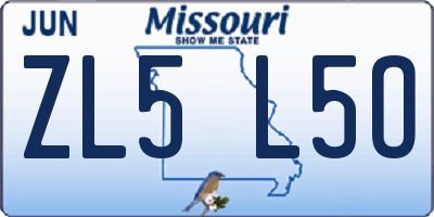 MO license plate ZL5L5O