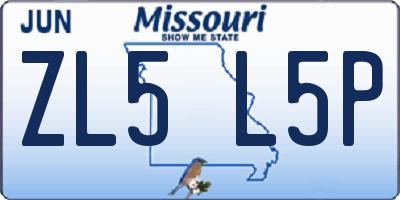 MO license plate ZL5L5P