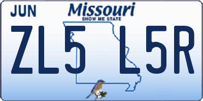 MO license plate ZL5L5R