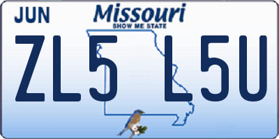MO license plate ZL5L5U
