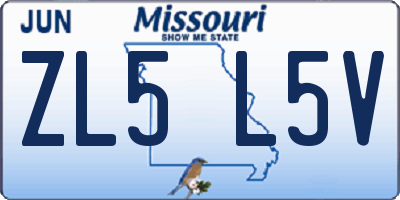 MO license plate ZL5L5V