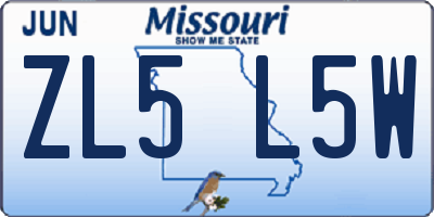 MO license plate ZL5L5W
