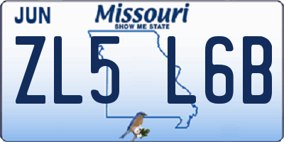 MO license plate ZL5L6B