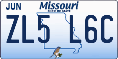 MO license plate ZL5L6C