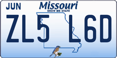 MO license plate ZL5L6D