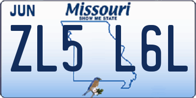 MO license plate ZL5L6L