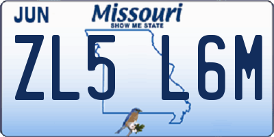 MO license plate ZL5L6M