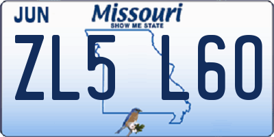 MO license plate ZL5L6O