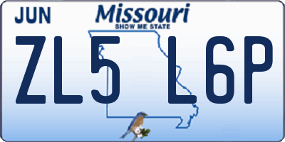 MO license plate ZL5L6P