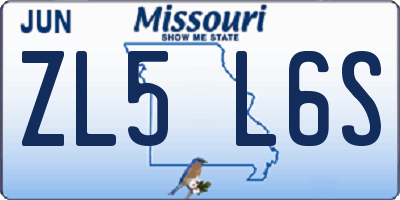 MO license plate ZL5L6S