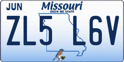 MO license plate ZL5L6V