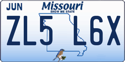MO license plate ZL5L6X
