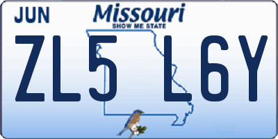 MO license plate ZL5L6Y
