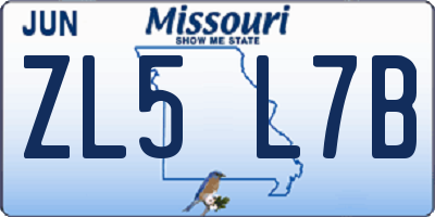 MO license plate ZL5L7B