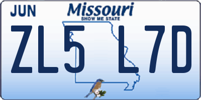 MO license plate ZL5L7D