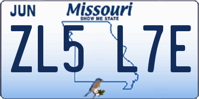 MO license plate ZL5L7E