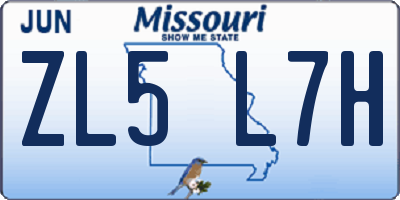 MO license plate ZL5L7H