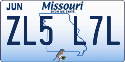 MO license plate ZL5L7L