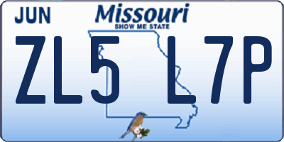 MO license plate ZL5L7P