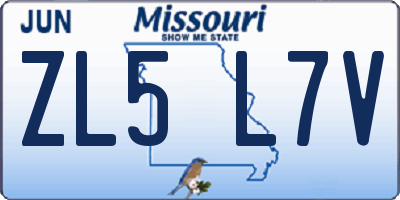 MO license plate ZL5L7V