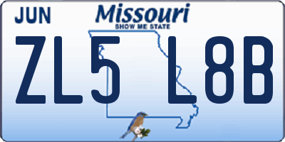 MO license plate ZL5L8B