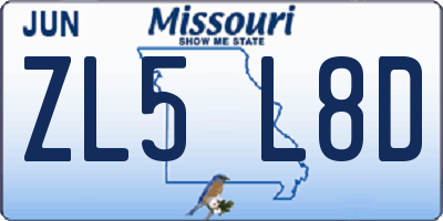 MO license plate ZL5L8D