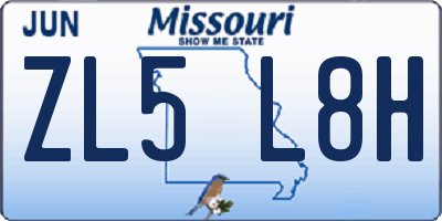 MO license plate ZL5L8H