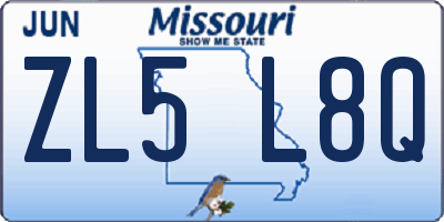 MO license plate ZL5L8Q