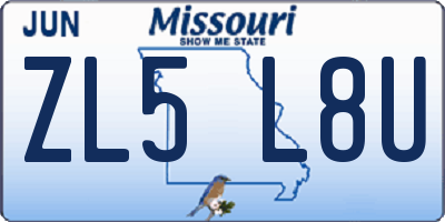 MO license plate ZL5L8U